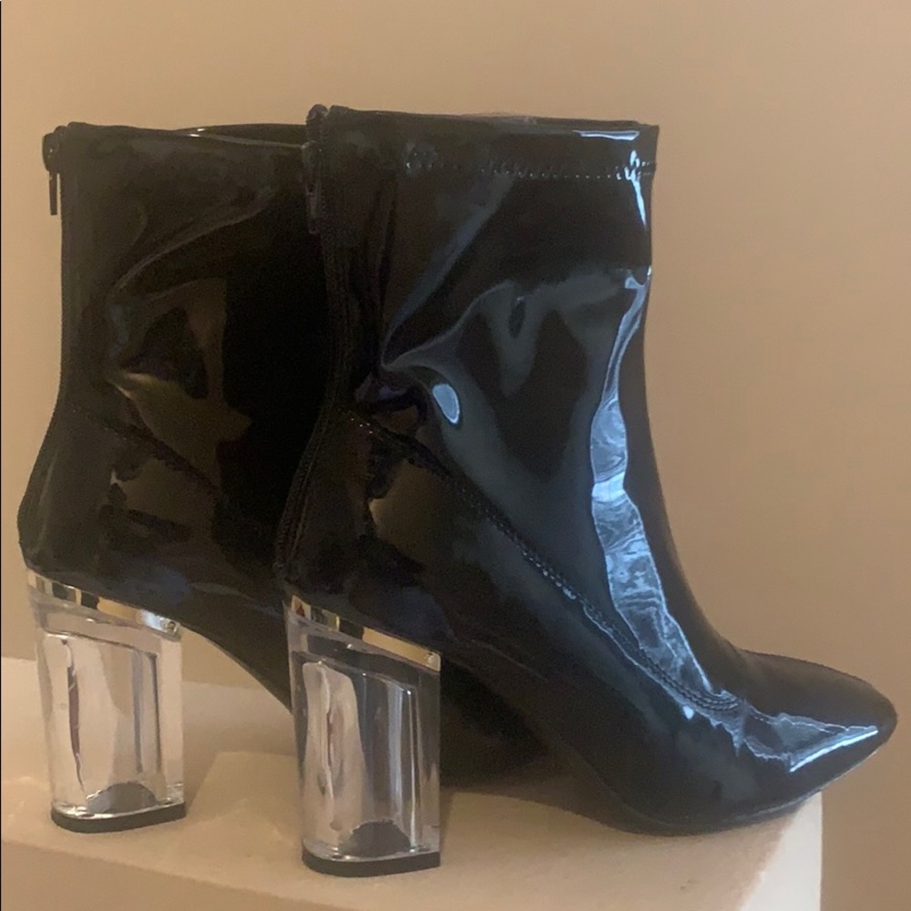 Clear Heel Black Boots